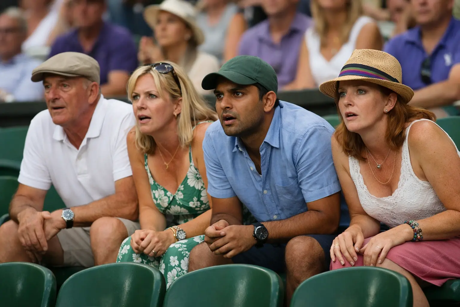 Espectadores atentos siguiendo un emocionante partido de tenis en Wimbledon