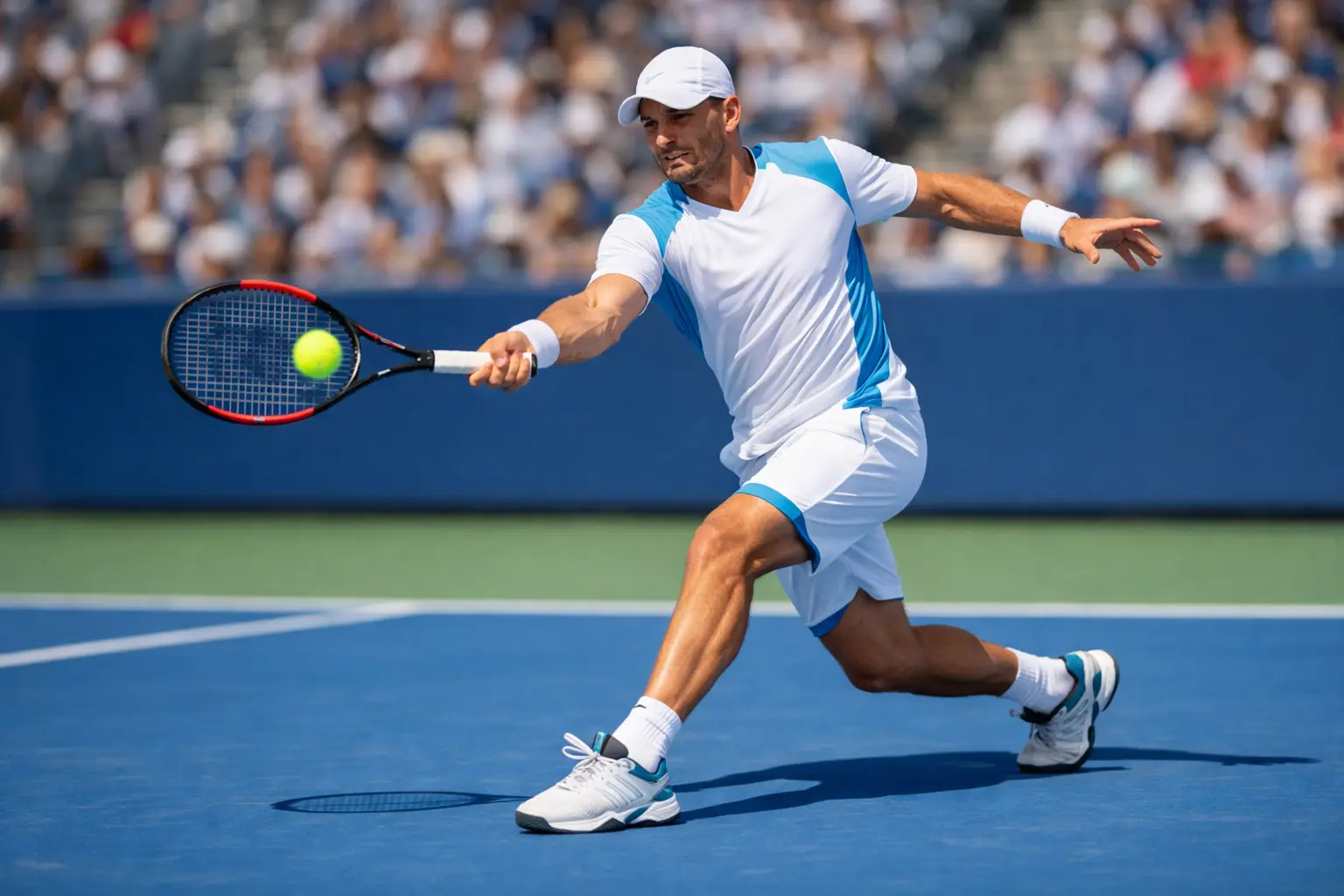 Tenista profesional devolviendo un golpe de derecha