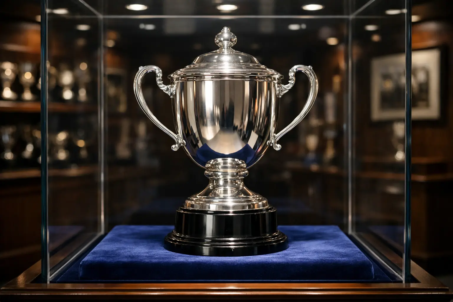 Trofeo de campeonato de tenis en vitrina